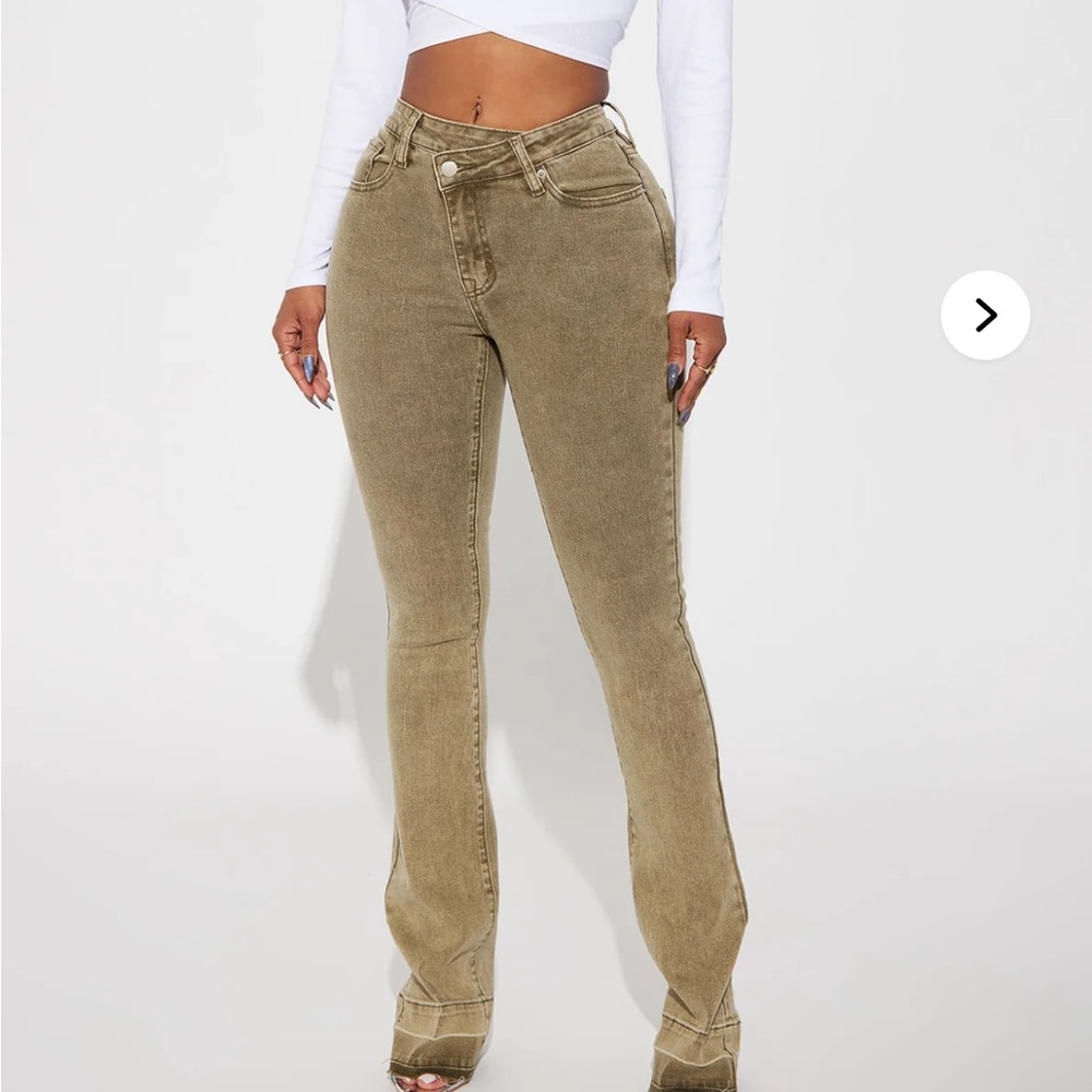 Verdant High Rise Stretch Flare Crossover Jeans Fashion Nova